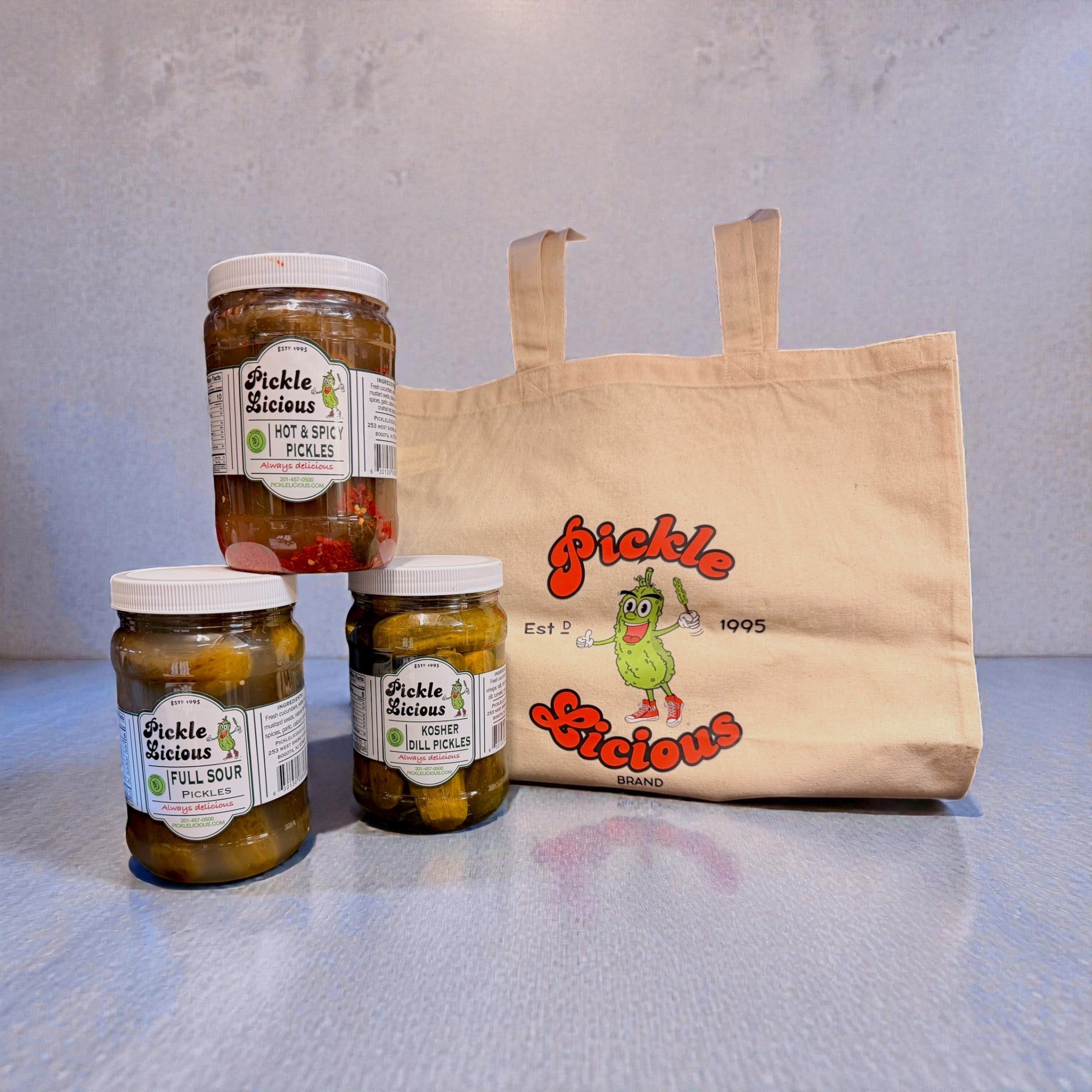 Purchase 3 quarts of whole pickles and get this PickleLicious tote for free!