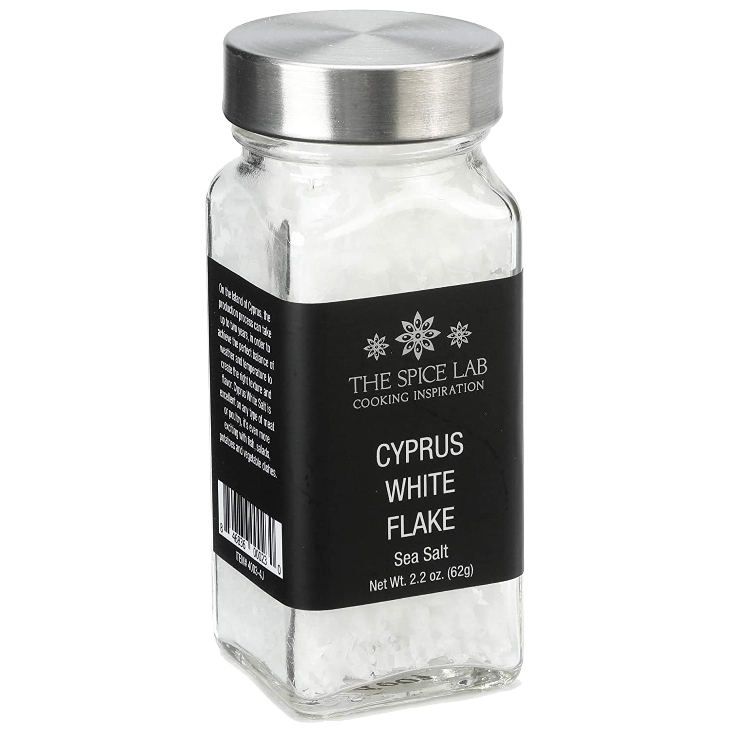 The Spice Lab Cyprus White Flake Kosher Salt - 2.2 Oz. French Jar - Perfect Flaky Sea Salt for Baking and Cooking