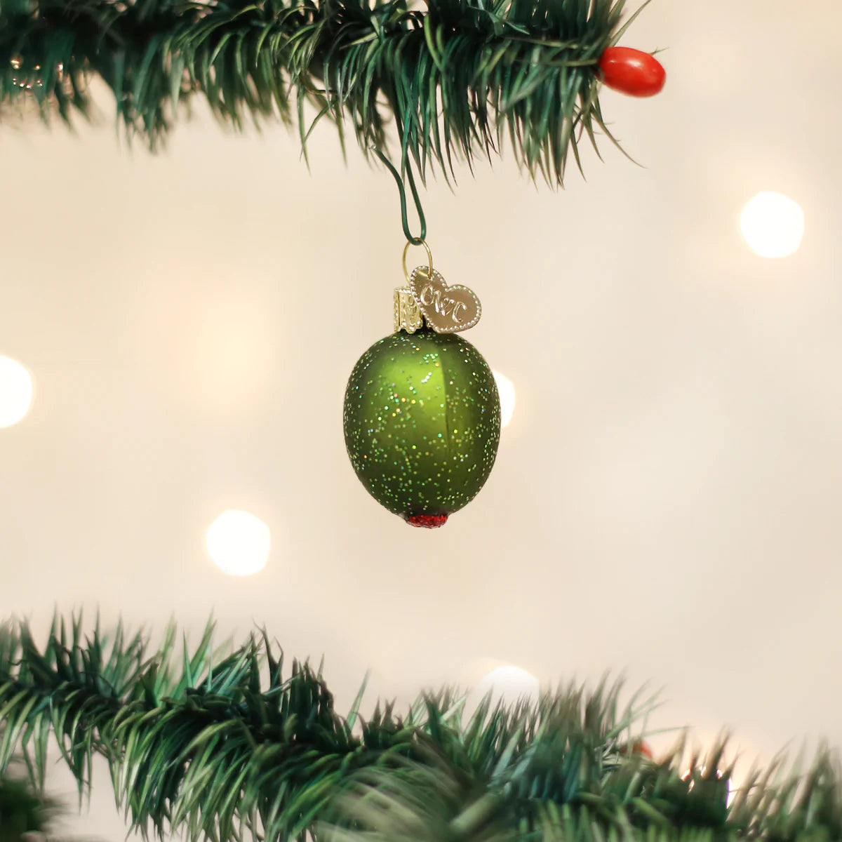 Stuffed Green Olive Ornament